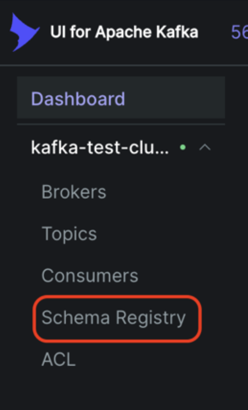 Figure 27: Cluster Dropdown Displays Schema Registry – UI for Apache Kafka